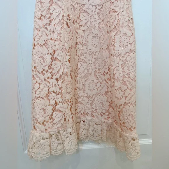 Revolve Aijek eyelash pink lace mini dress keyhole back - Picture 4 of 16